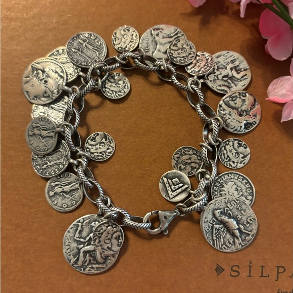 Silpada Iconic Roman Coin Cha-Cha Charm Sterling Silver Bracelet B1624 - Picture 4 of 17